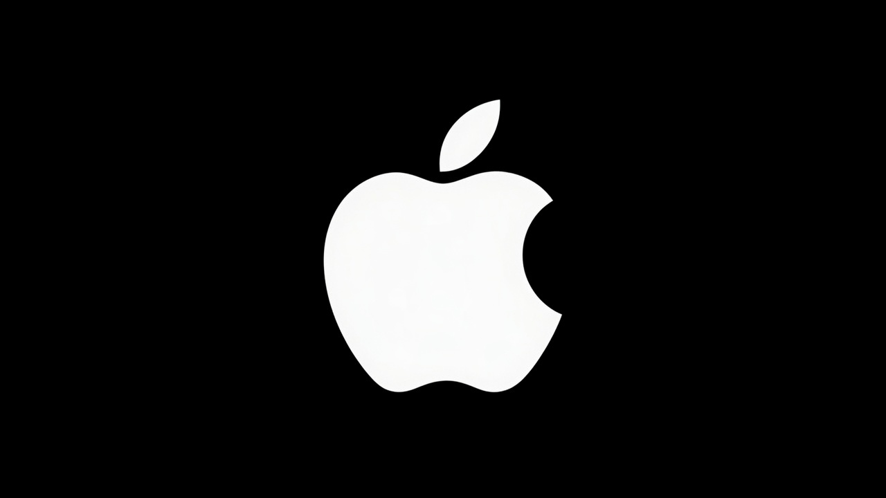 White Apple logo centered on a black background (Apple Inc. emblem)