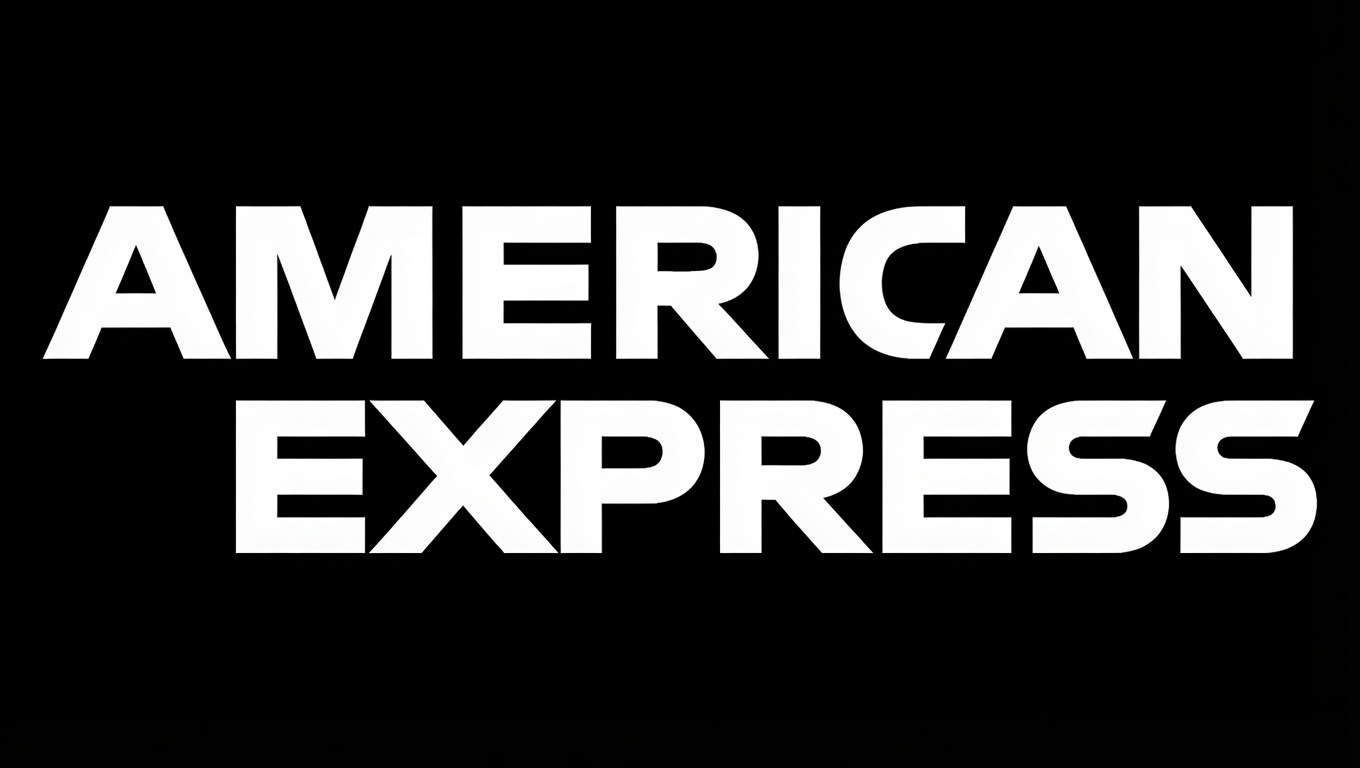 American Express logo in white bold lettering on a black background